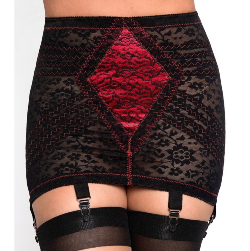 Red and Black Extra Firm Open Bottom Girdle ExtraLarge/32